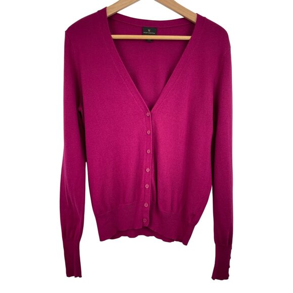 Worthington Magenta Cardigan Sweater Button Cuff Detail Womens Size Medium - Picture 1 of 8